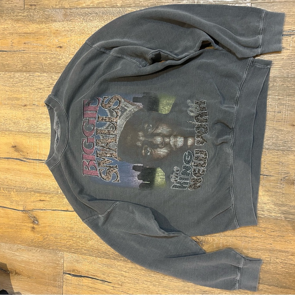 Urban Outfitters Biggie Smalls Graphic Crewneck Sweater - Gray